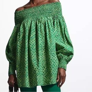 COS Leaf Patterned NWT Blouse Green